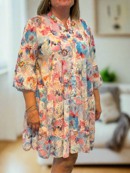 HAYLEY- EMB ANGLAIS SMOCK TINIC DRESS