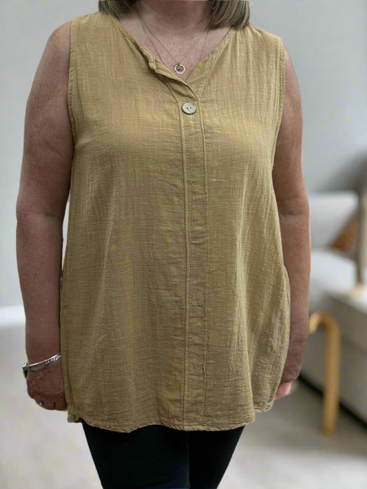 VENESSA-ONE BUTTON S/L COTTON TOP #SALE