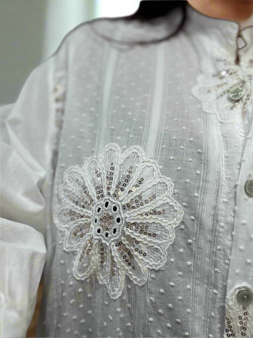 LIANA-SEQUIN EMB DETAIL SHIRT