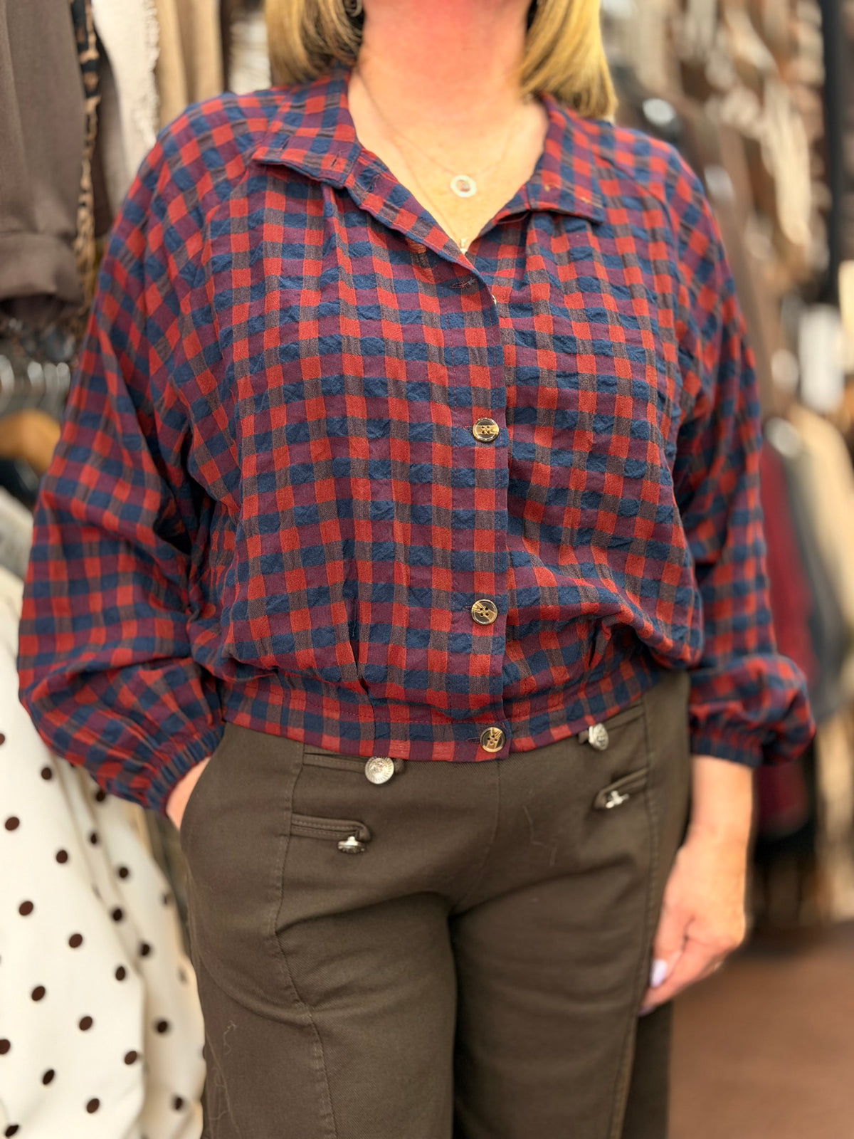 HARPER- CHECKERED BLOUSON JACKET