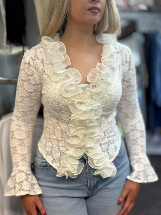 HARPER-LACE FRILL TOP