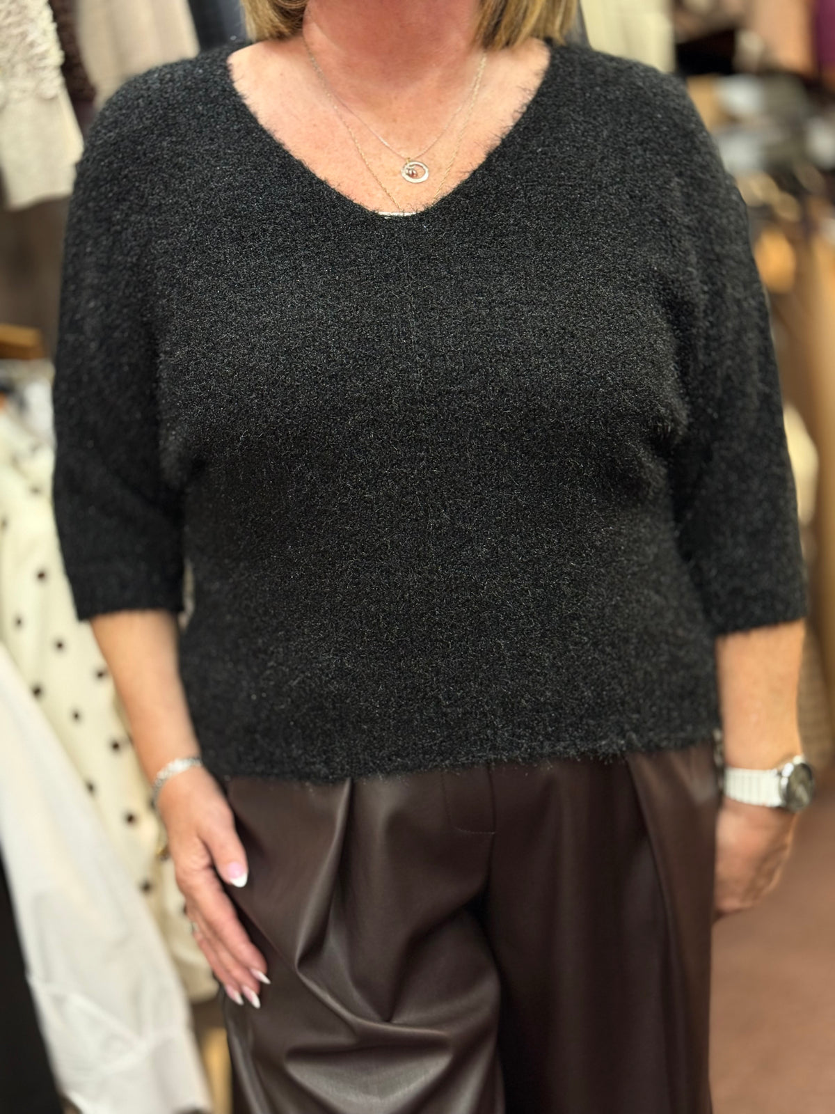 CARI - EYELASH V NECK JUMPER