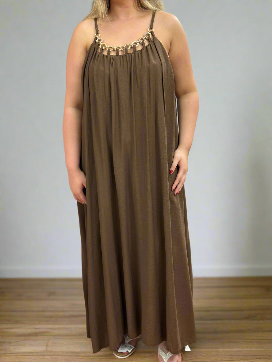ADELE- CHAIN NECK STRAPPY O/S DRESS