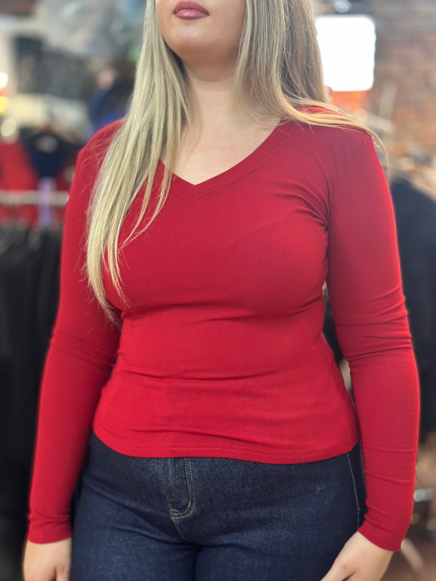 MWBASIC ALIE VNECK LONG SLEEVED TOP