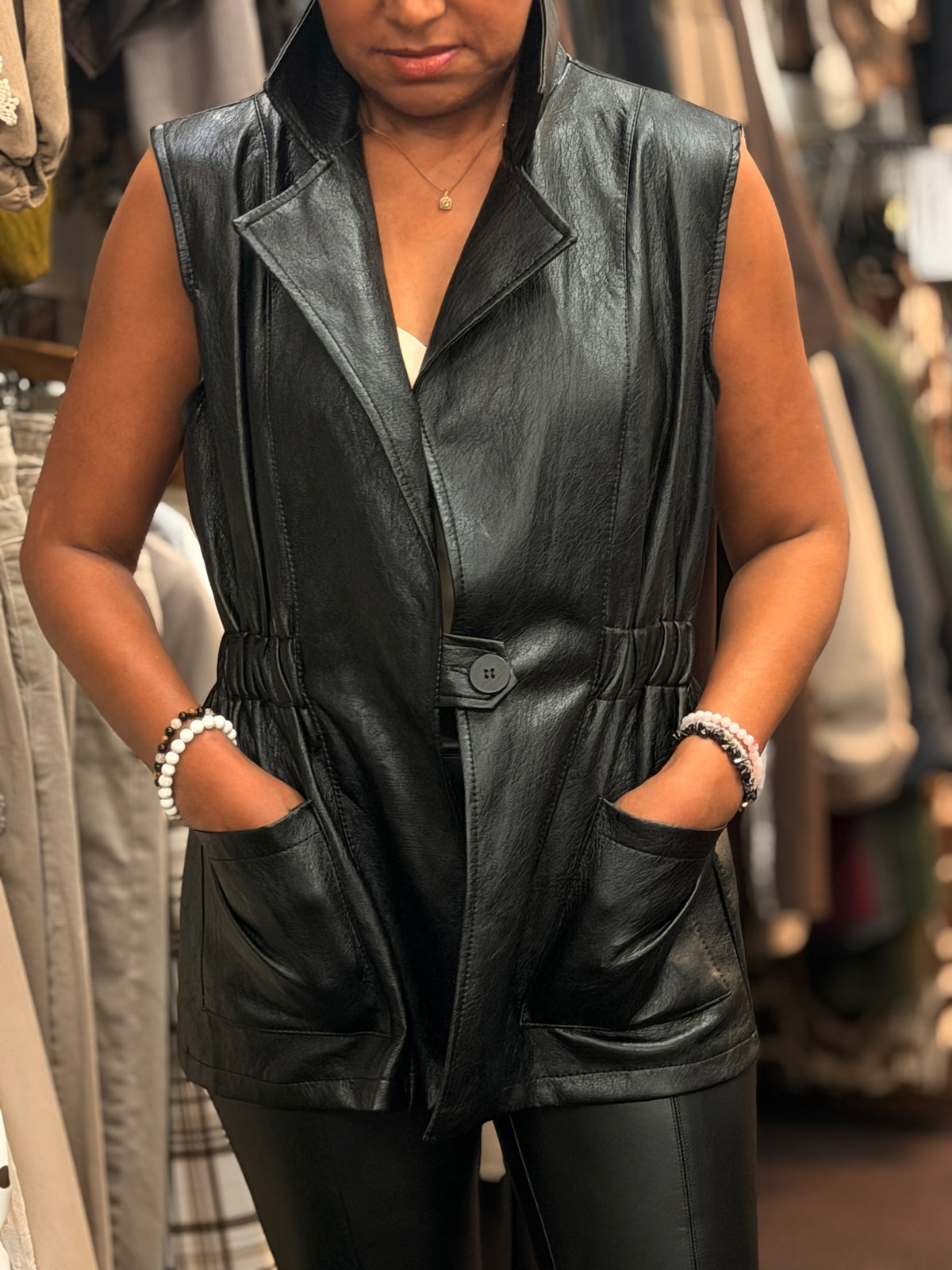 SAYLOR- PU POCKET FRONT WAIST COAT