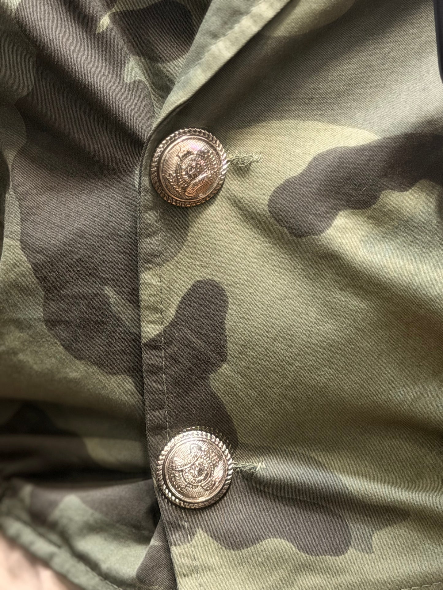 KAI-TRENCH STYLE CAMO MILITARY JACKET
