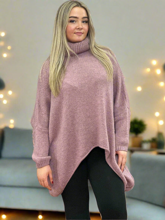 BECCA- HIGH LOW ROLL NECK JUMPER