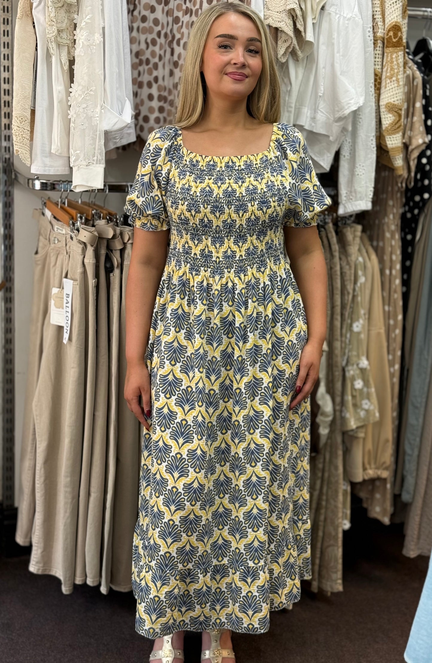 AGADIR -BARDOR SHEARED PRINT DRESS