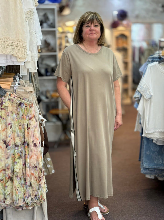 LACEY- SIDE STRIPE T-SHIRT DRESS #SunshineSALE