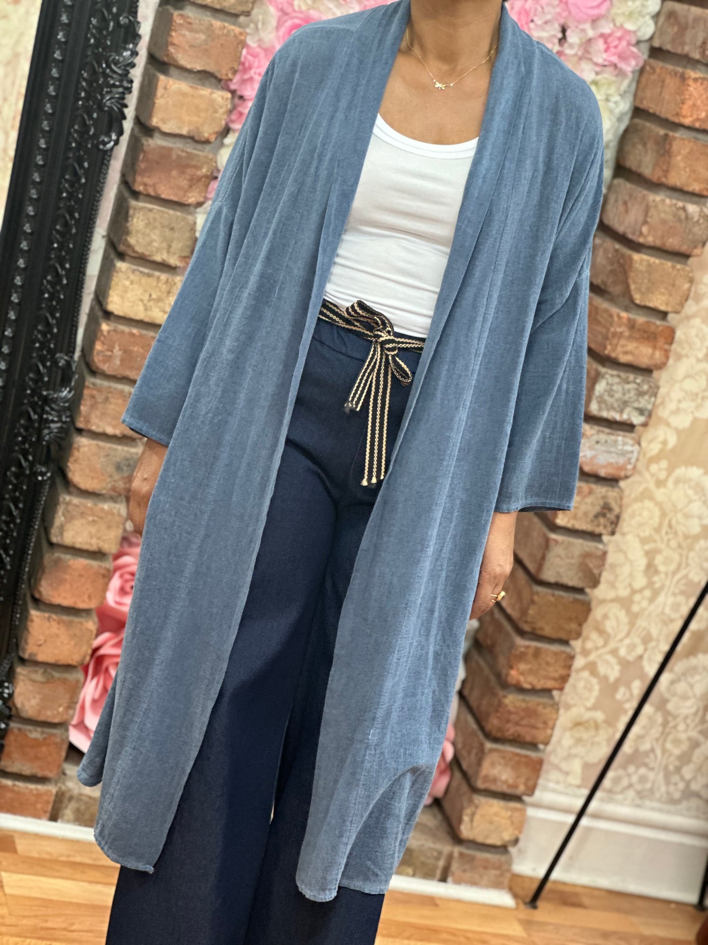 LINEN MIX LONG JACKET-#SALE10