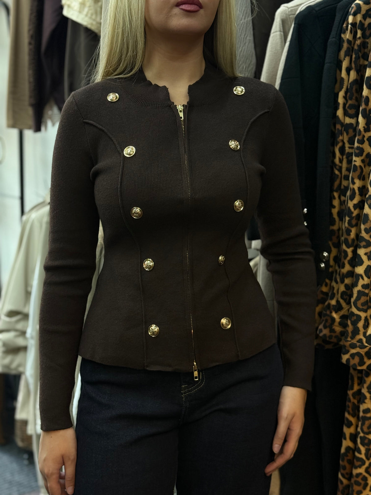 AMOS- FITTED KNITTED MILITARY JACKET