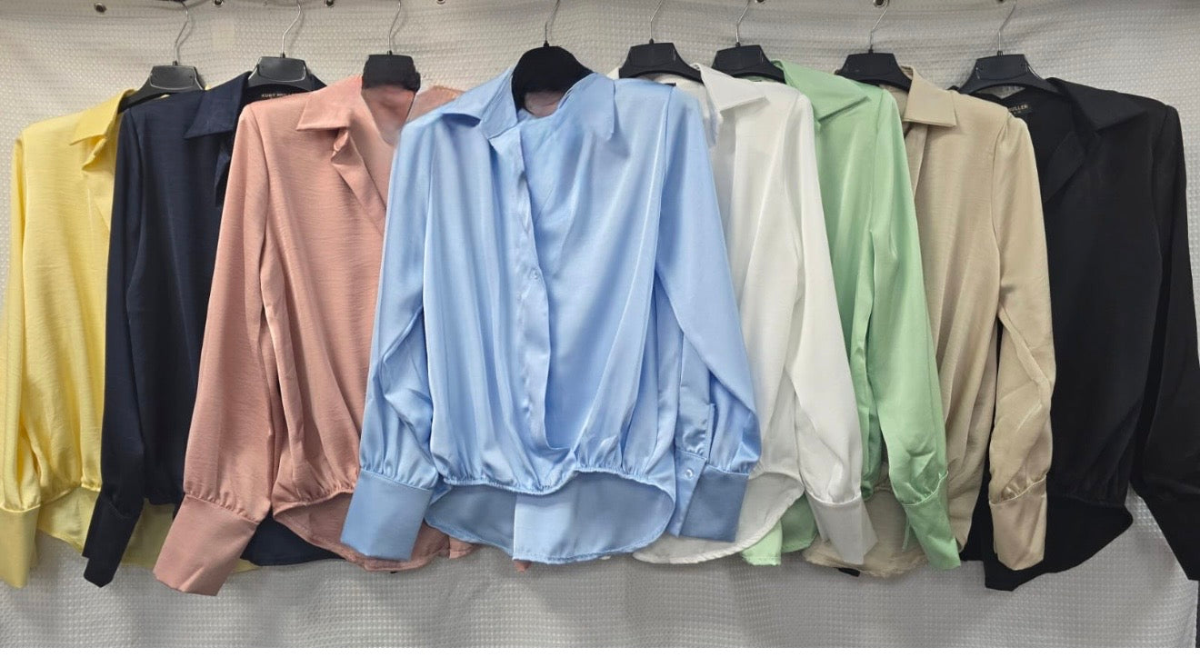 MEGHAN-W/O SATIN SHIRT TOP