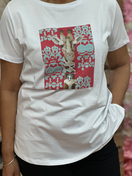 GIRAFFE  APPLIQUE TEE -SALE- LAST ONE LEFT