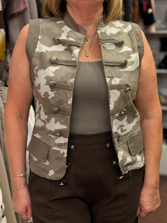 PARKER- CANVAS SPARKLE CAMO MILITARY WAISTCOAT