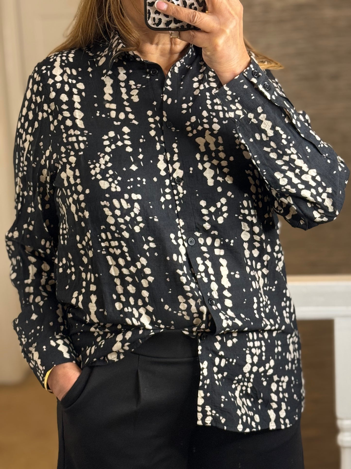 FRANSA-ARIANA DOT SPODGE SHIRT-#NOVEMBER BF20%