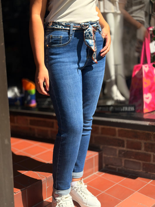 JESS-GSMACK MOM JEAN/ DARK DENIM WASH
