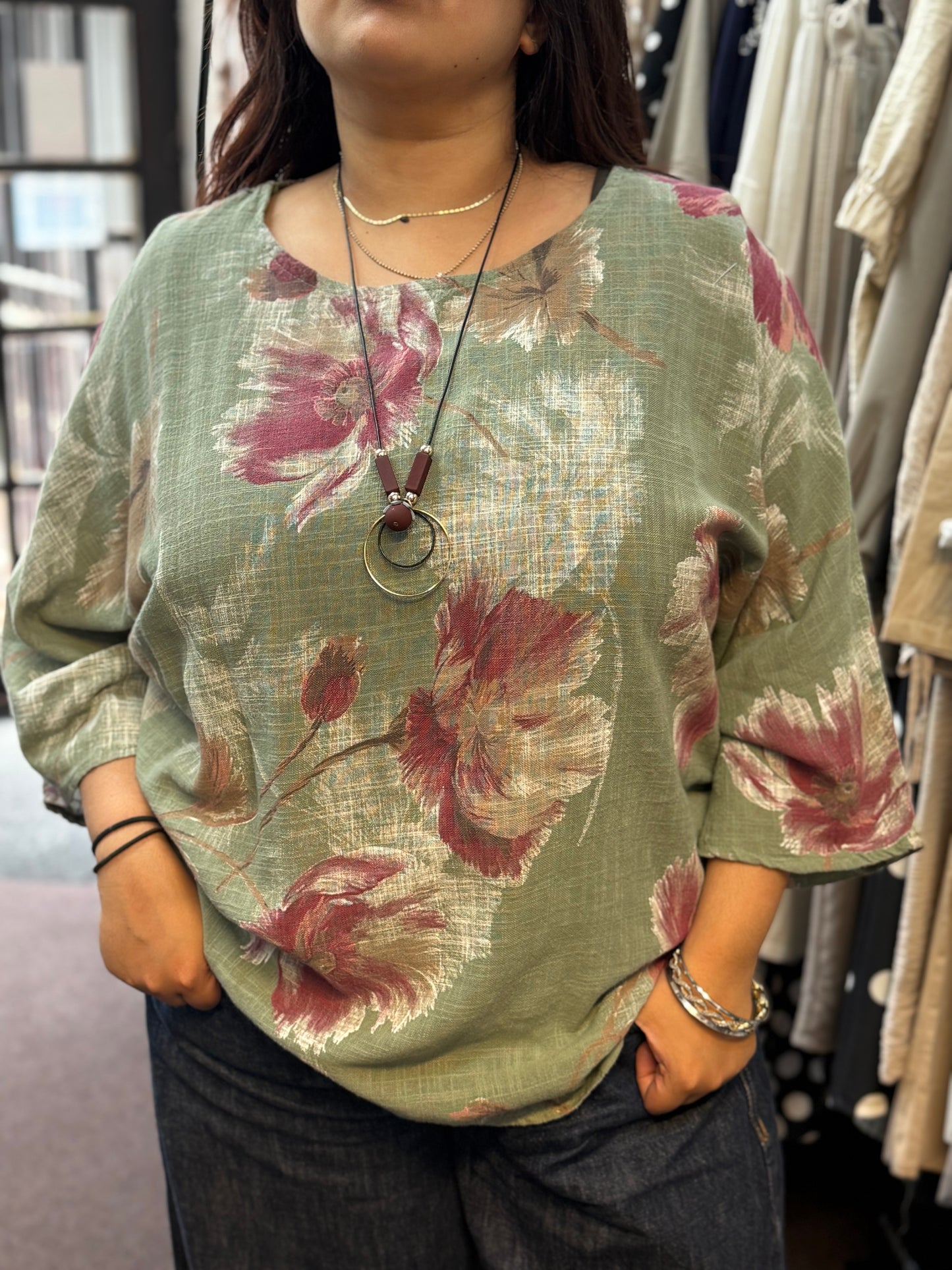 AMARA- PRINT COTTON TOP- CURVE