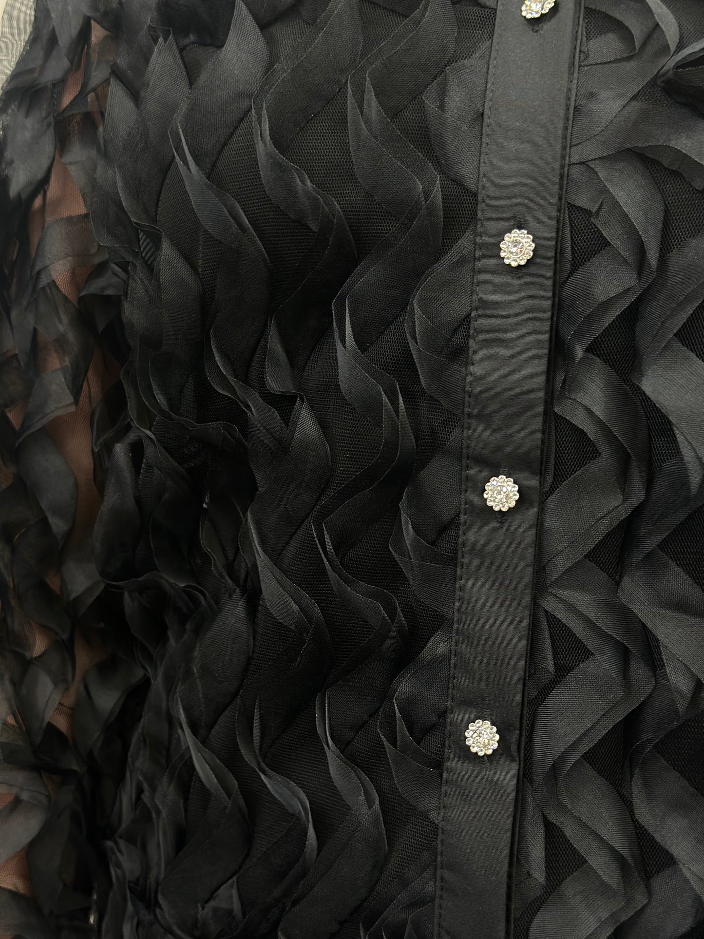 ARDEN COLLECTION- SEQUIN COLLAR MESH RIBBONS SHIRT--🖤 BLACKFRIDAYWKEND-AUTO 10%OFF@CHECKOUT