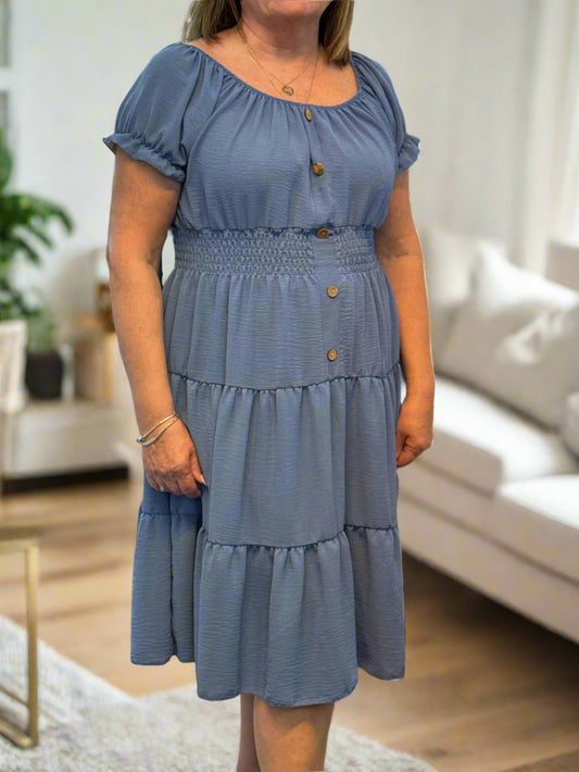 ST IVES- FALLOW RUCHED BARDOT MIDI