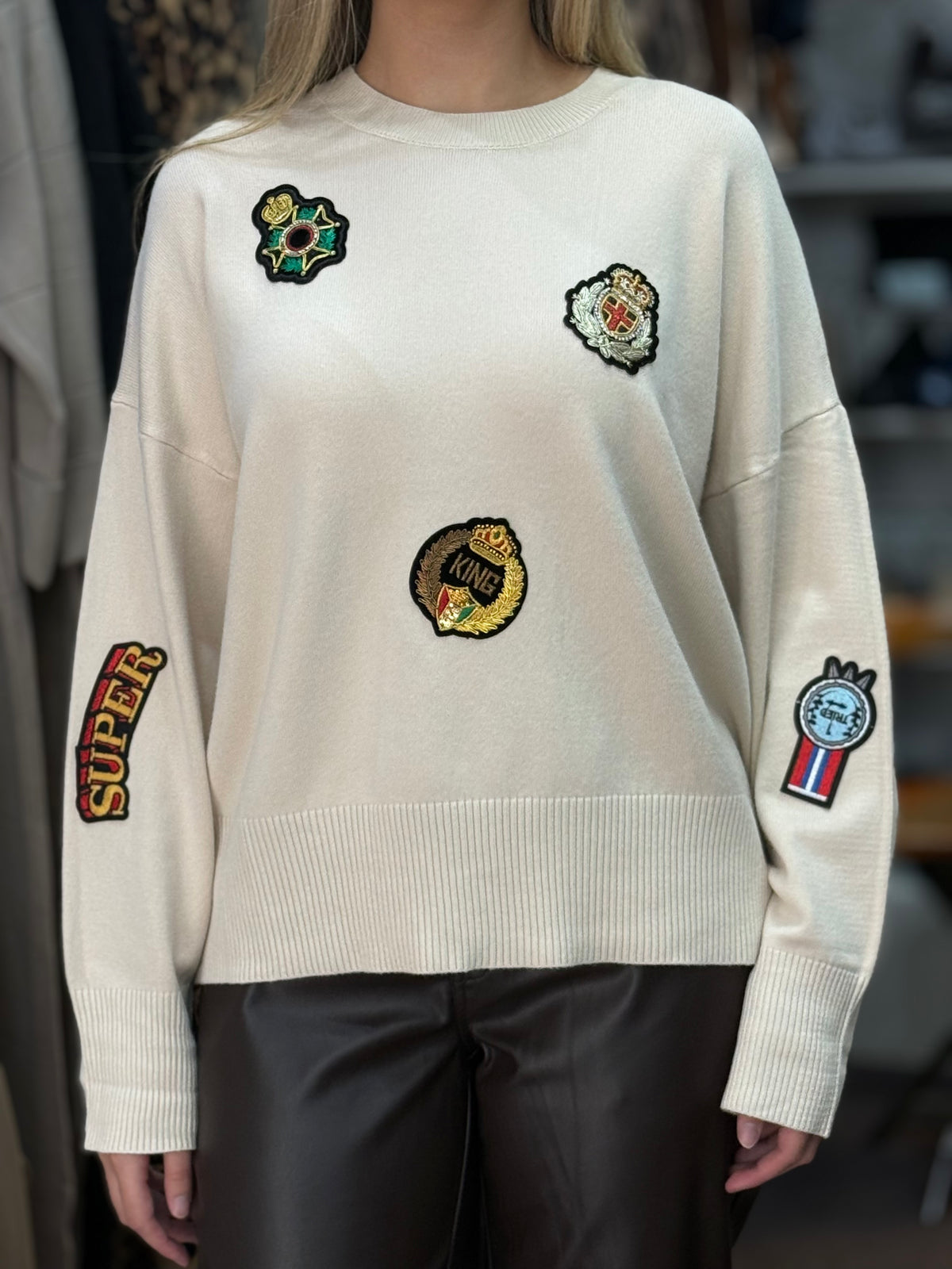 REUBEN-PATCHWORK FINE KNIT JUMPER