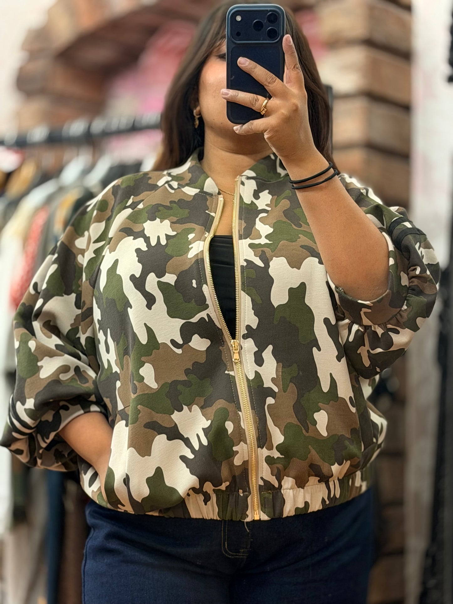 SAGE-PUFF SLV CAMO JACKET