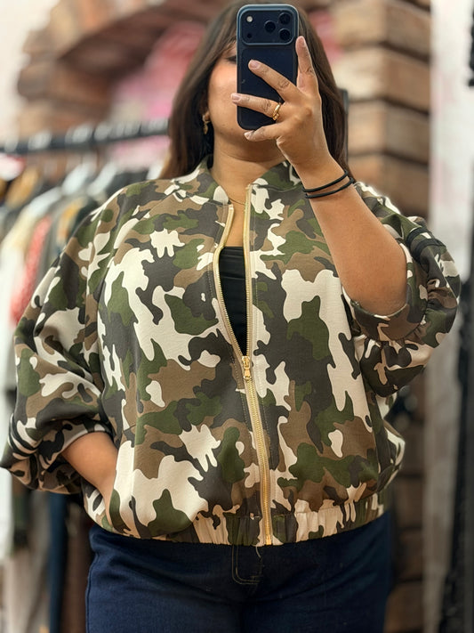 SAGE-PUFF SLV CAMO JACKET