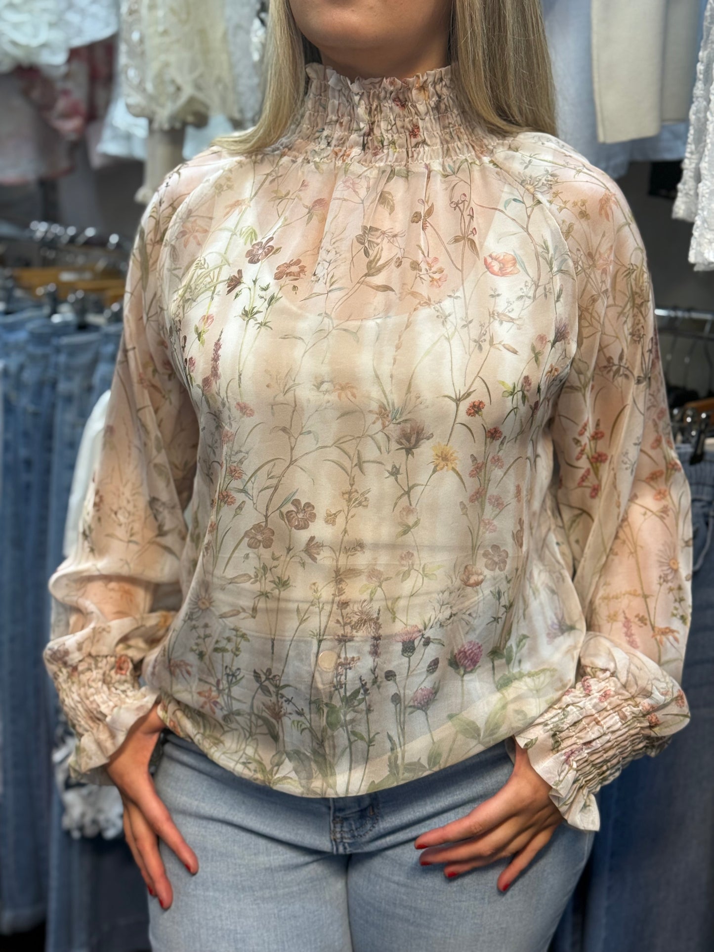 VERITY-PRINTED SEARRING NECK TOP #SunshineSALE