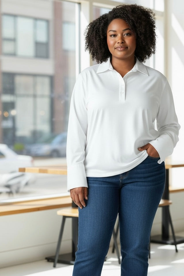 ADELE-LAYERING SHIRT TOP/CURVE