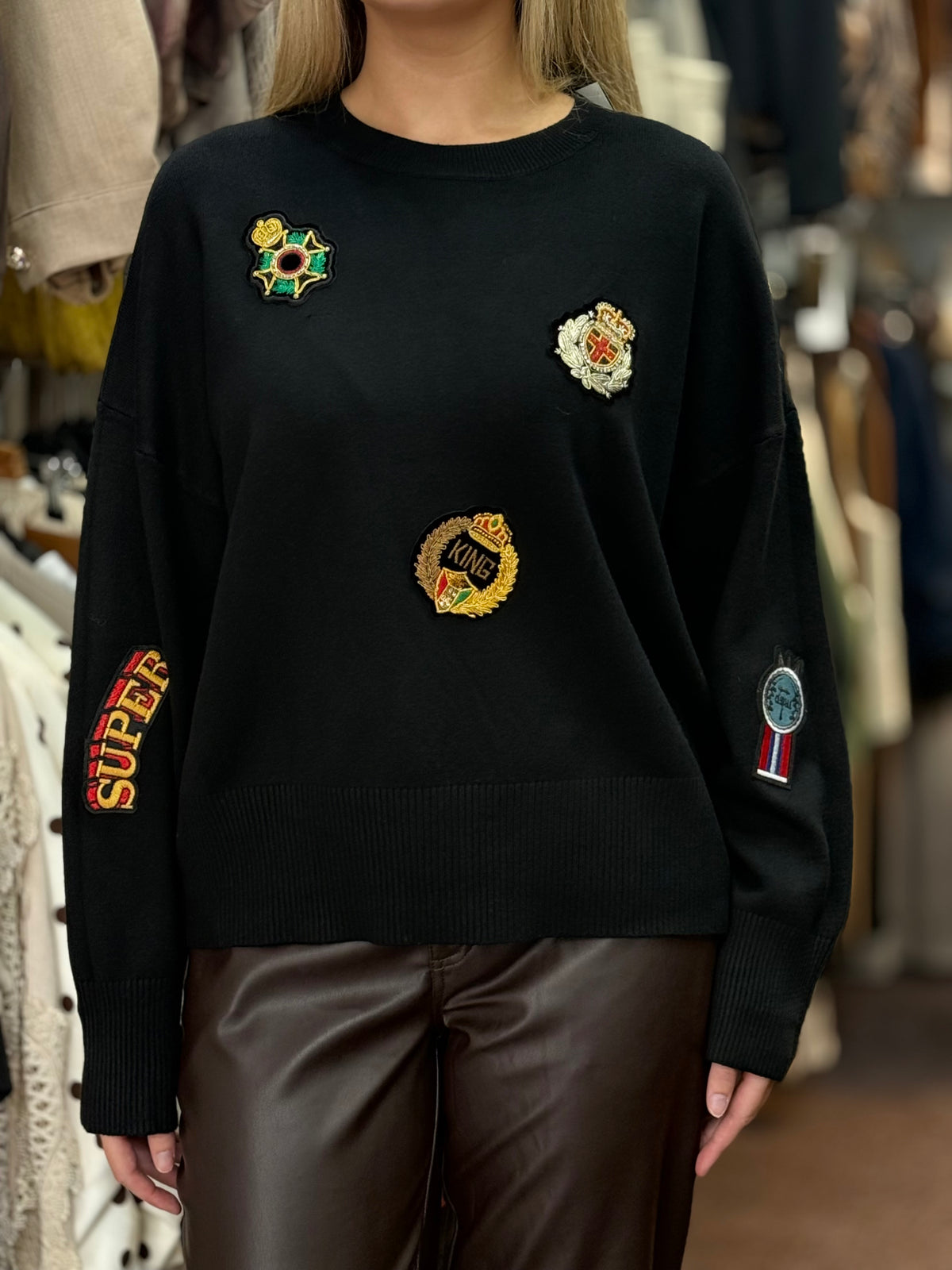 REUBEN-PATCHWORK FINE KNIT JUMPER