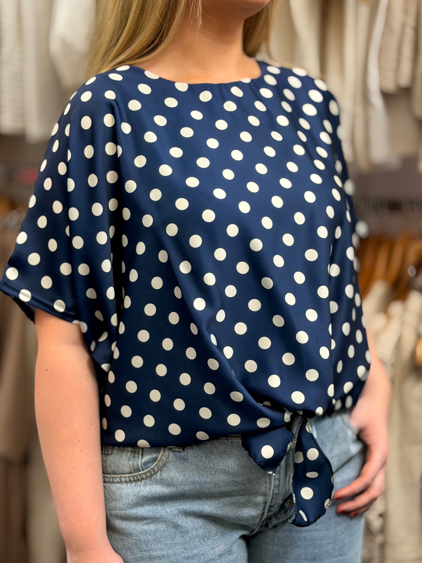 BRYONY- POLKA DOT TIE TOP