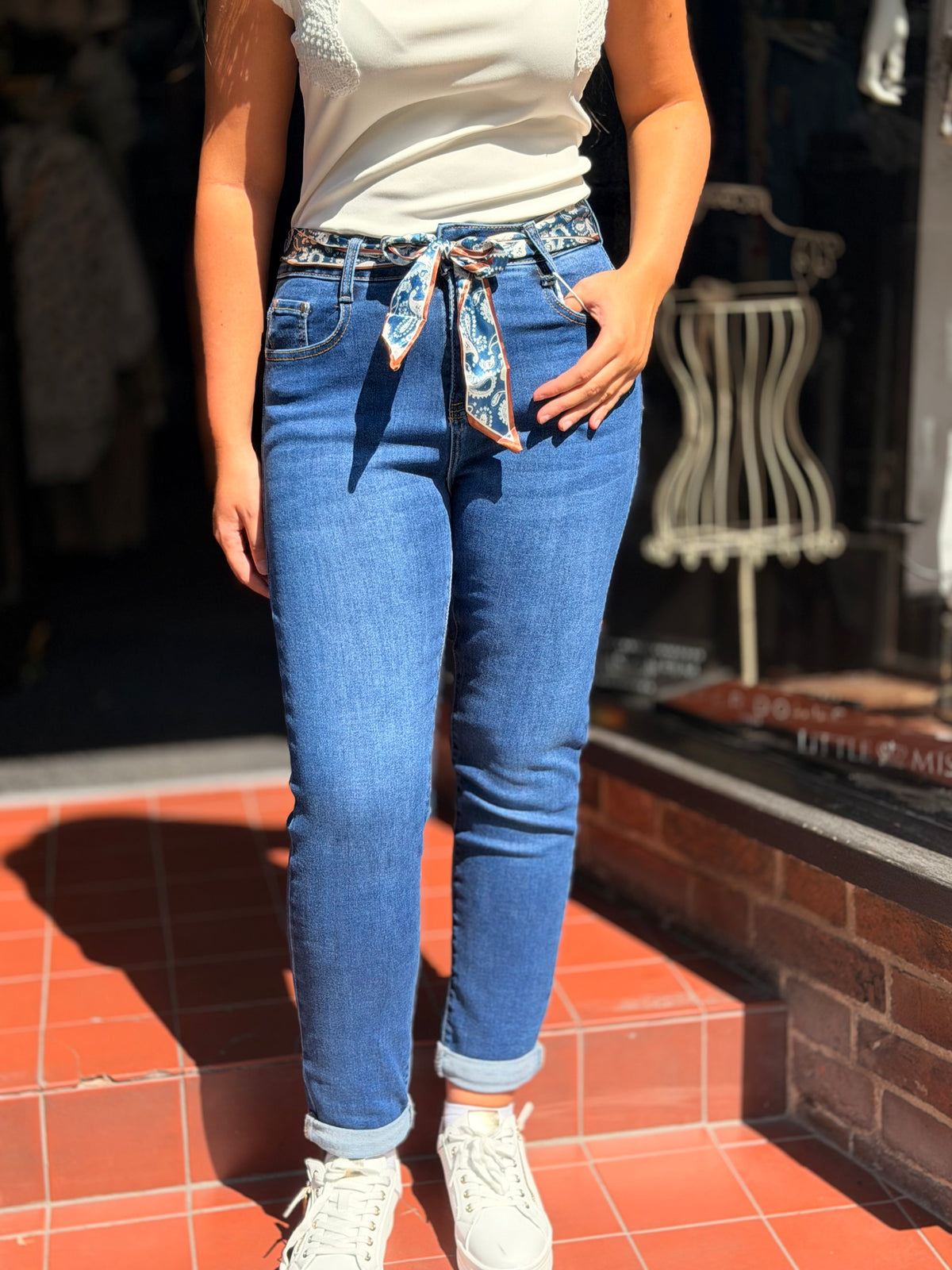 JESS-GSMACK MOM JEAN/ DARK DENIM WASH