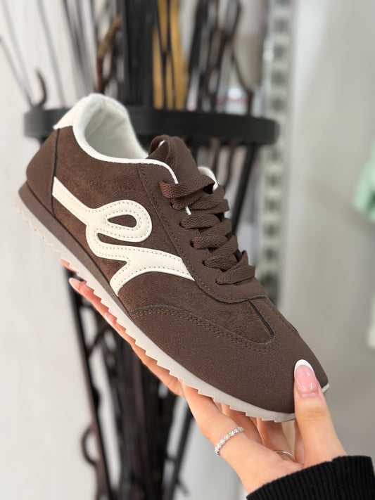 ELENA- BROWN/CREAM LACE-UP TRAINER 🐣 AutoEaster£5off@checkout