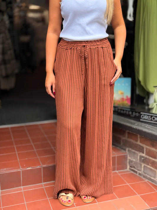 HENLEY-MARI PINSTRIPE LINEN TROUSER