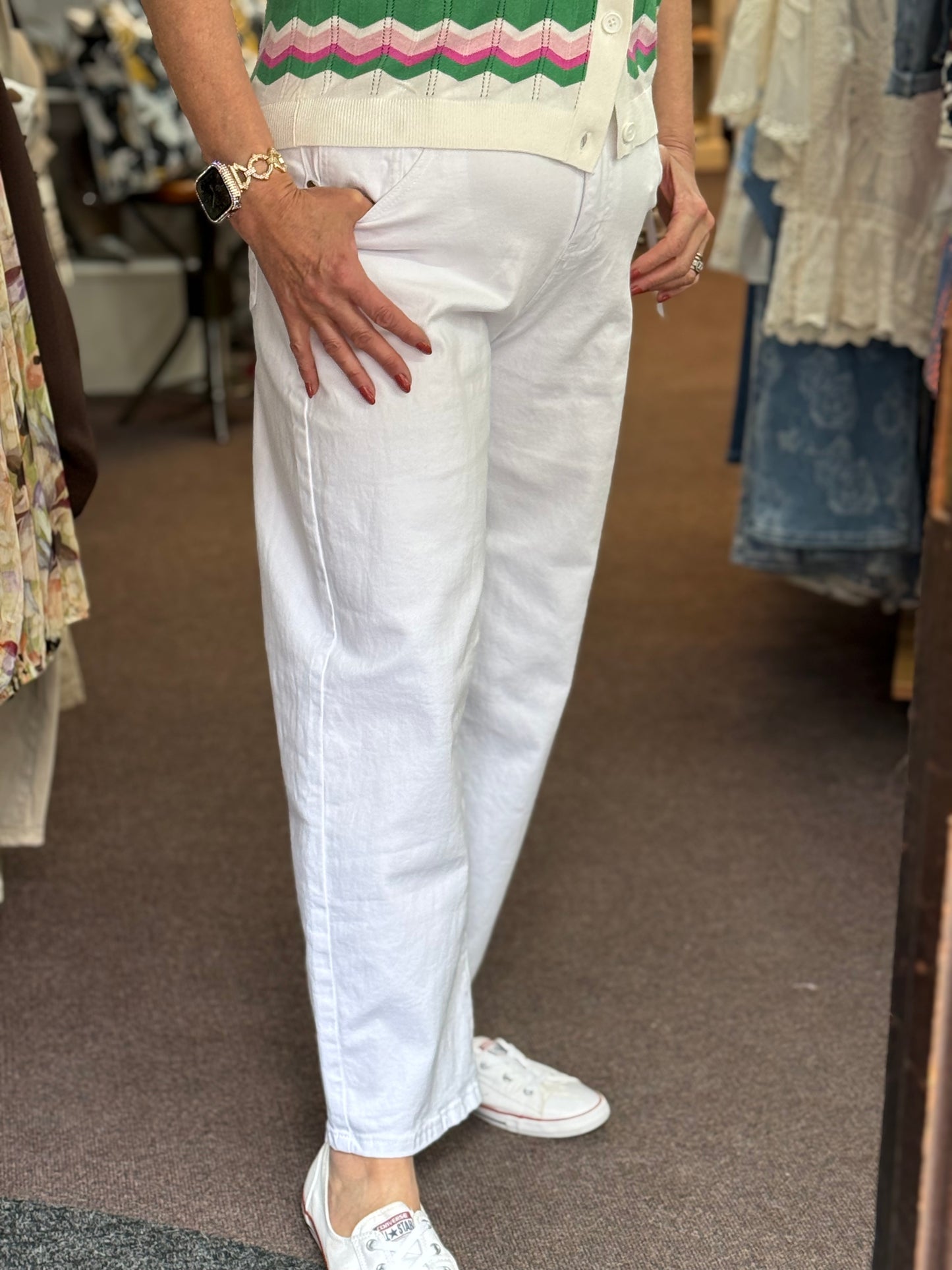 EDIE-GSMACK RELAX FIT ANKLE JEAN-WHITE