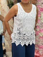 Load image into Gallery viewer, CROCHET MIX EMB VEST TOP
