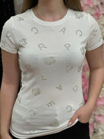 Load image into Gallery viewer, FITTED STR DIAMANTE DETAIL TEE
