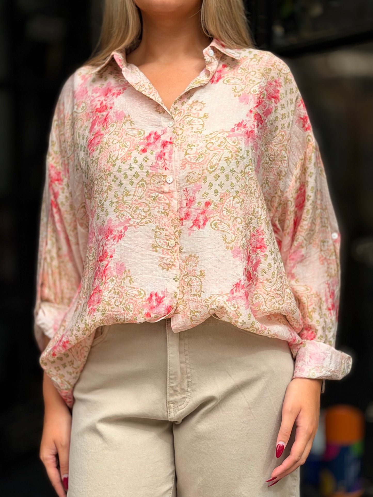 ROSIE- SILKY OVERSIZED PRINT SHIRT