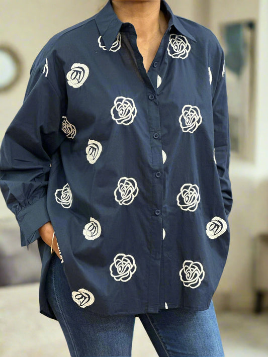 INSPIRED FLOWER EMB SHIRT