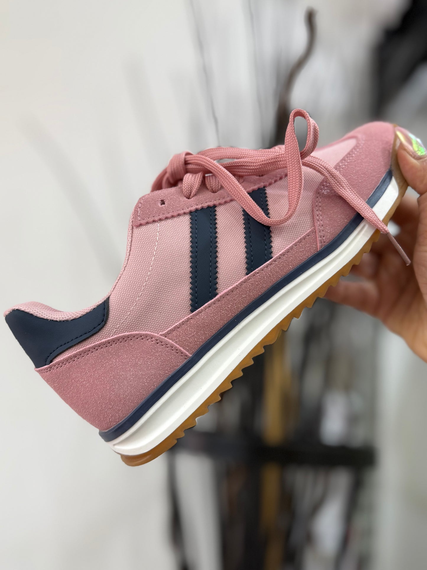STELLA- PINK/NAVY LACE TRAINER : 🐣AutoEaster£5off@checkout