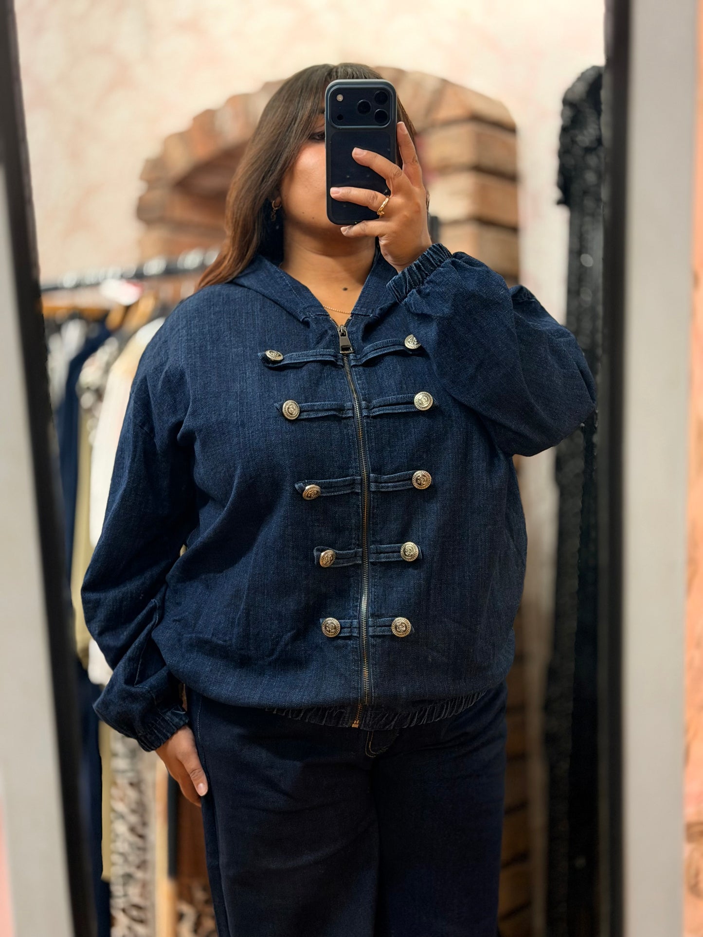 MIA- MILITARY DENIM LOOK HOODED JACKET