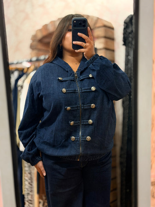 MIA- MILITARY DENIM LOOK HOODED JACKET
