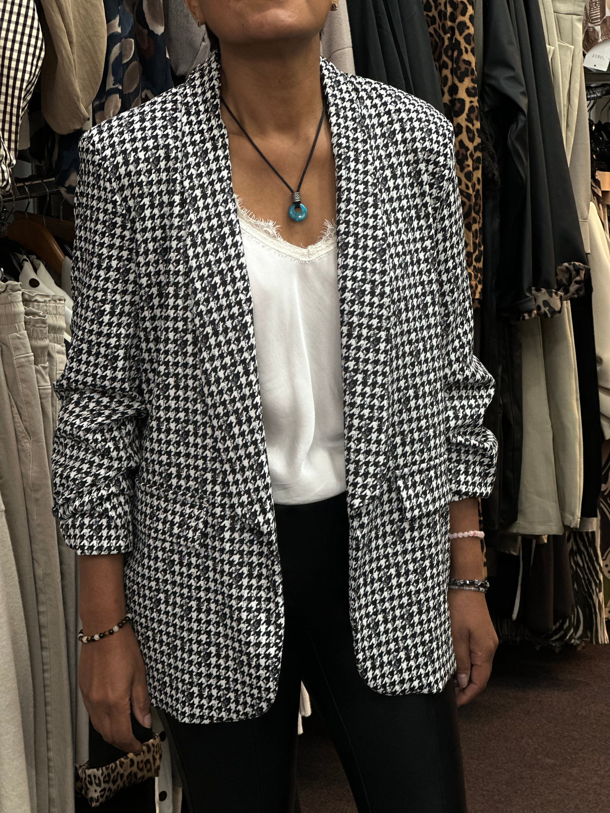 MIMI - DOGTOOTH PRINT BLAZER