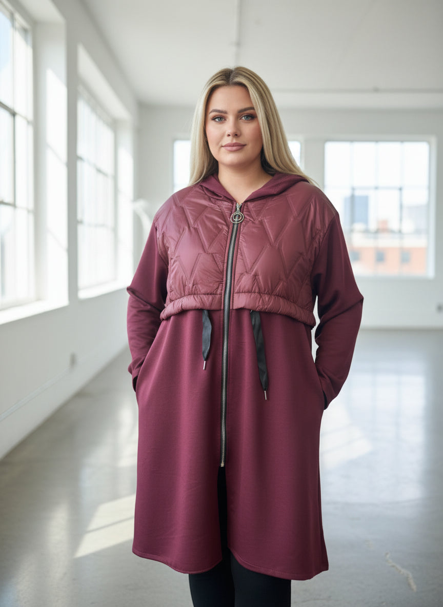 LENNIE- QUILT PANEL HOODY PULL IN JACKET-#BlackFridaySale- -🖤🖤 AUTO XTRA20% off @ Checkout