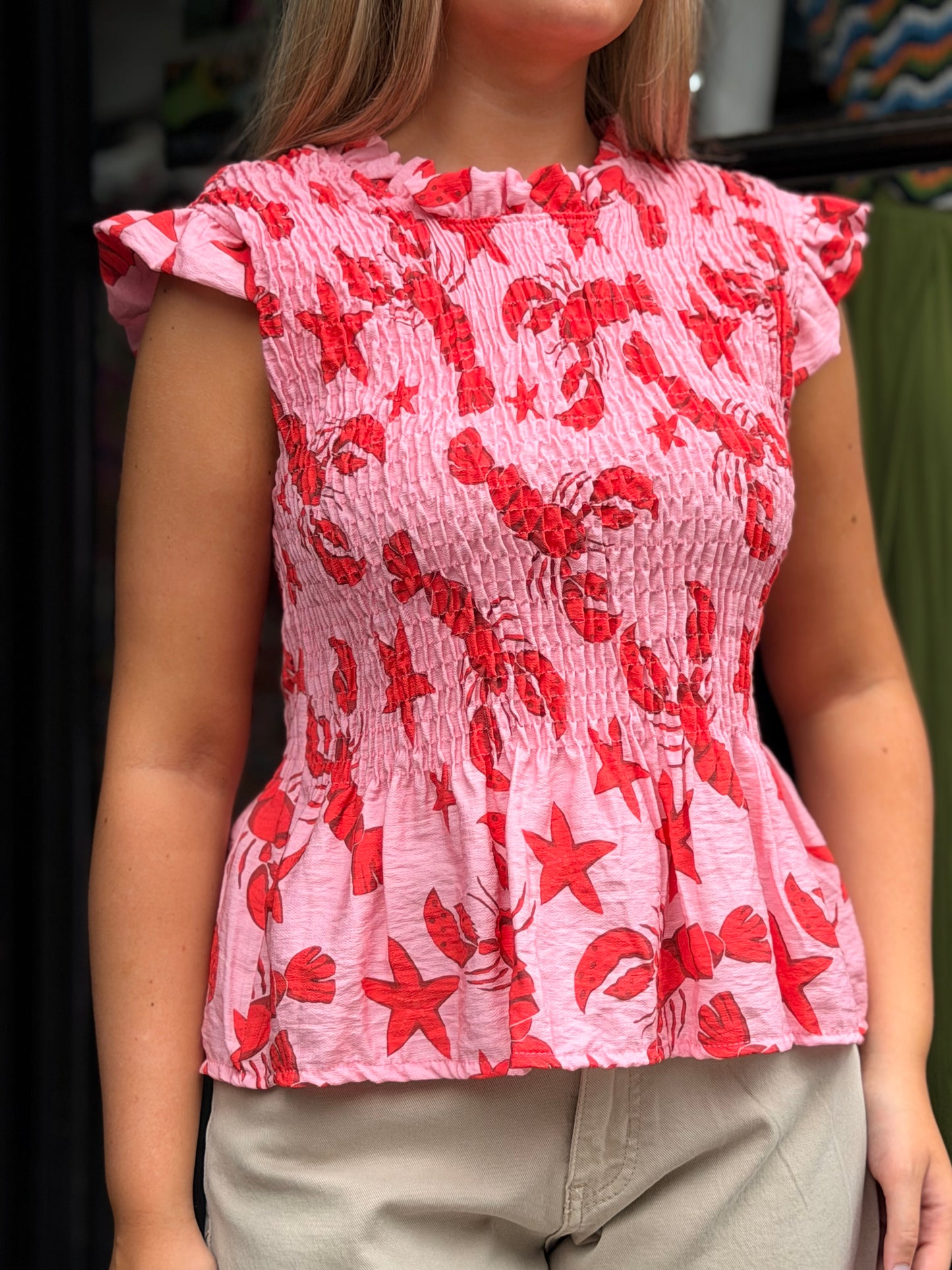 PHOEBE-PRINTED SHEERING TOP