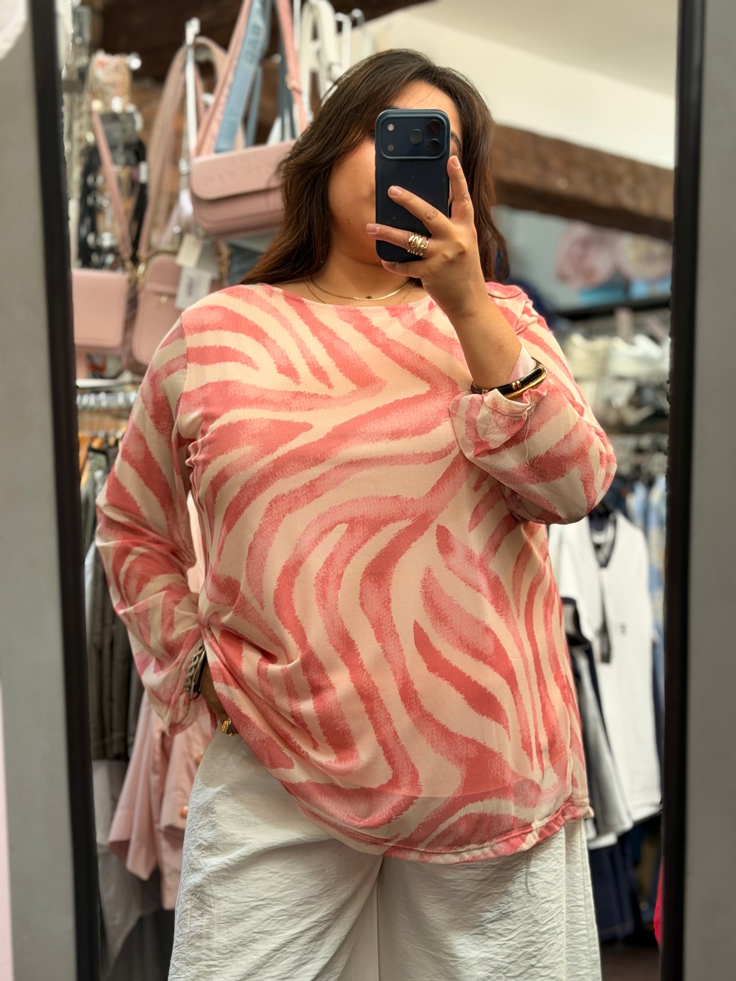 PAIGE-PRINTED LINED MESH TOP CURVE