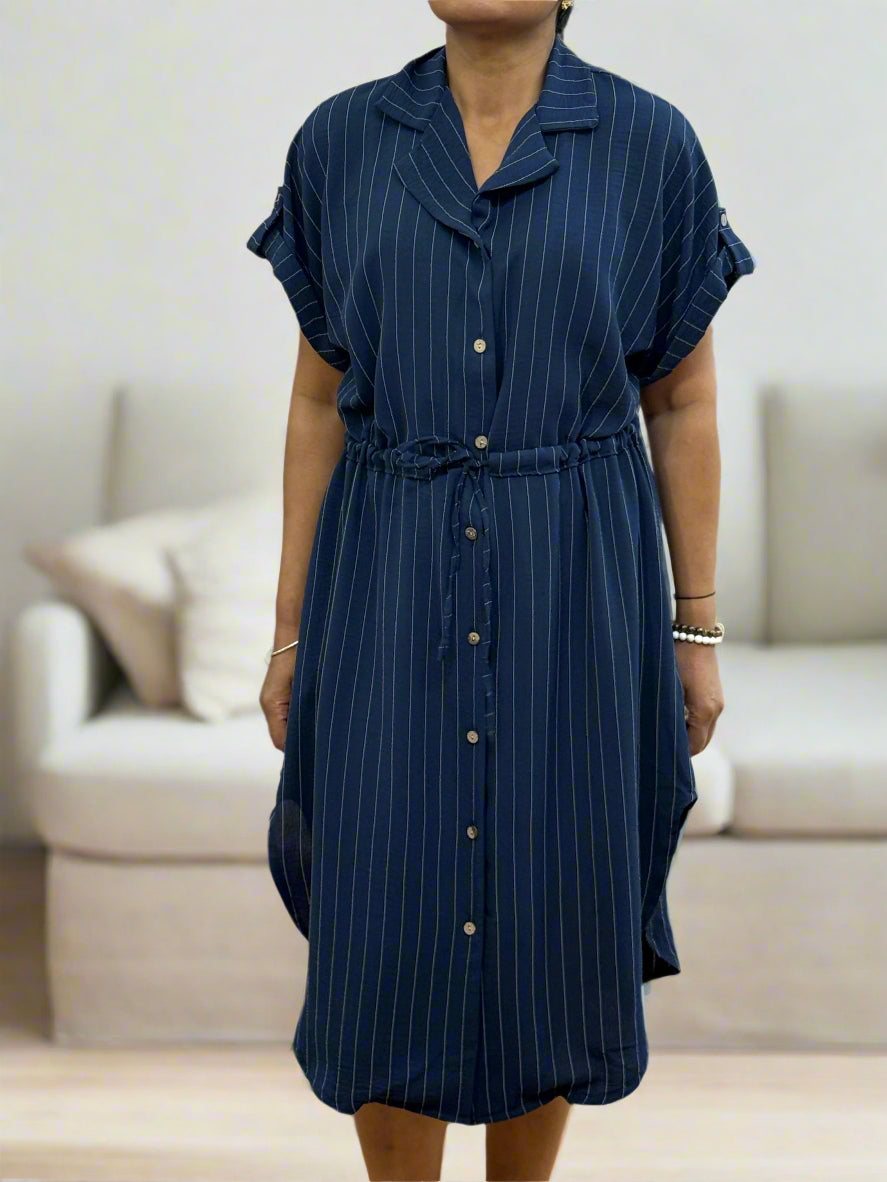 ST IVES- HAZEL PINSTRIPE SHIRT DRESS
