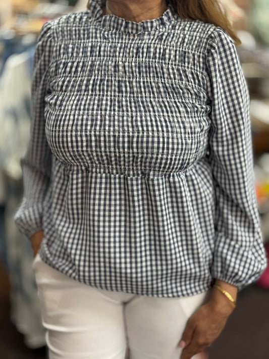 LEXI-GINGHAM ROUCH TOP- Fits 8-12 - #EndOfSeasonSale
