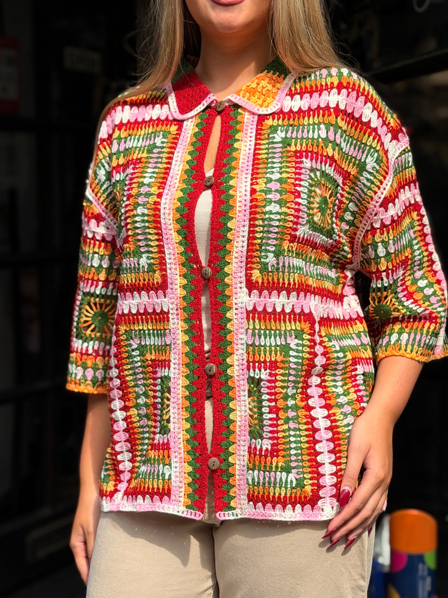 FREYA-RETRO CROCHET CARDI TOP