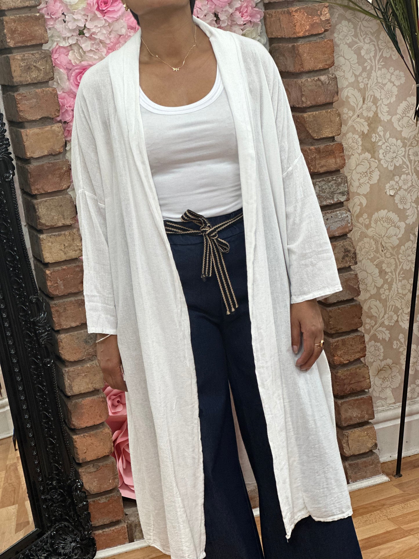 LINEN MIX LONG JACKET-#SALE10