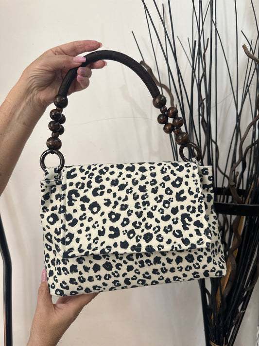 ANNIE- LEOPARD BEAD HANDLE HANDBAG